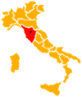 Mappa area operativa: Toscana e regioni limitrofe